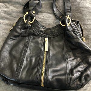 Black Michael Kors Handbag with Gold Accents